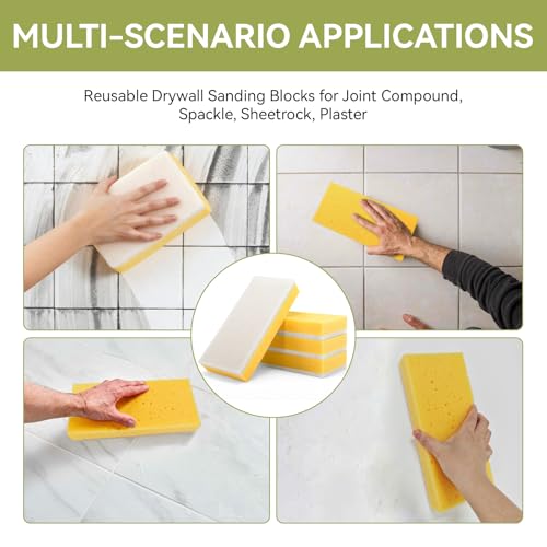 Drywall Wet Sanding Sponge, Washable Double Sided Drywall Finishing Sponge