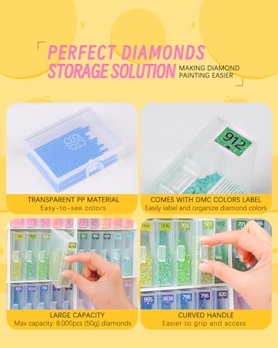 forever young 60PCS Diamond Painting Storage Containers Trays ＆ Stand - size: 60pcs+Rack