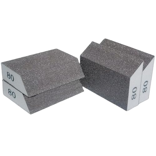 4 Pack 80 Grit Single Angle Sanding Sponge, Washable and Reusable Sanderpaper Hand Sanding Blocks for Wood Drywall Metal Home Sanding… - style: 80 Grit