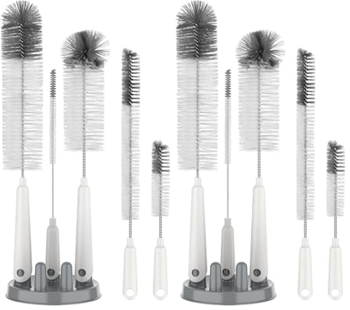 MR.SIGA 10 Pack Bottle Brush Cleaning Set with Storage Holder, Cleaning Brushes for Long Narrow Neck Bottles, Water Bottles, Baby Bottles, Tumblers, Drinking Glasses, Strews - size: 5.3 x 5.3 x 15.5 inch (Pack of 2)