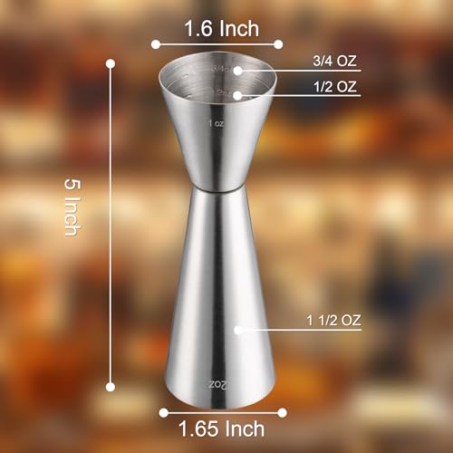 Briout Double Cocktail Jigger for Bartending, 2 OZ & 1 OZ, Flat Edge Silver - color: Frosted Silver, size: Flat Edge-1oz/2oz-1PC