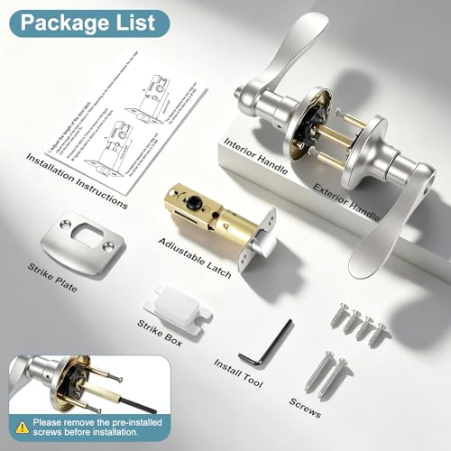 Privacy Door Levers Interior Door Handles, Keyless Interior Door Knobs for Bedroom Bathroom, Heavy Duty Zinc Alloy Reversible Interior Door Handle (10 Pack Brushed Nickel)