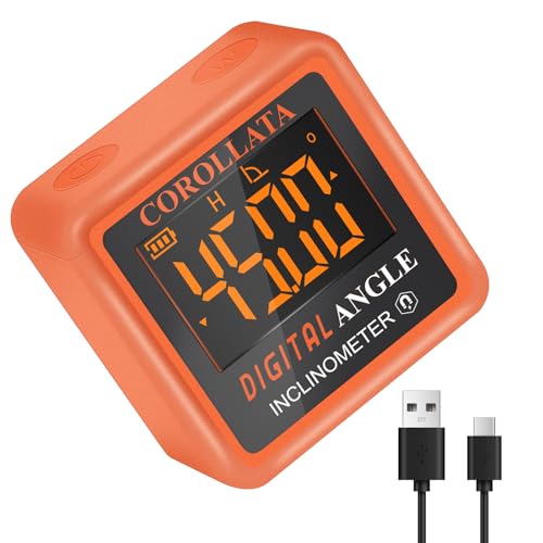 Mini Digital Angle Finder & Inclinometer, Magnetic Torpedo Level - color: Tangerine