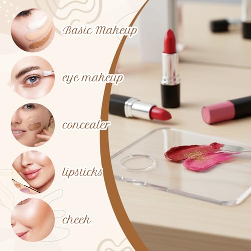 5 Pcs Acrylic Makeup Mixing Tray Paint Pallet 3.9x3.1 Inch Cosmetic Makeup Palette Mixing Palette with Thumb Hole Liquid Foundation Mixings Palettes for Cosmetic Painting Art Oil Painting Craft