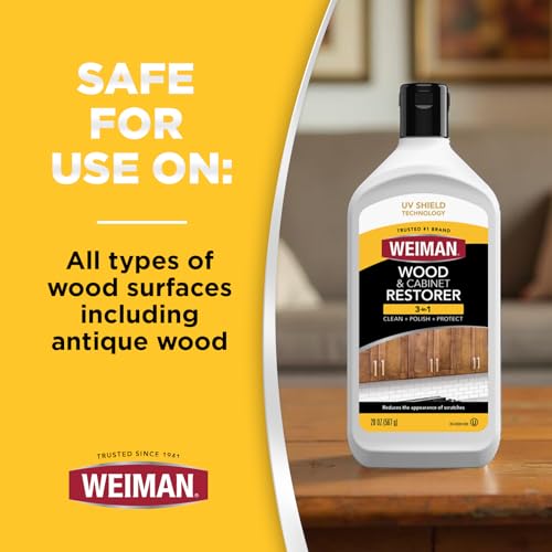 Weiman Wood Restore and Repair Kit, Wood Floor Scratch Repair, Furniture Markers Touch Up, Cabinet Cleaner, Removes Dirt & Reduces Scratches, Safe for Table, Desk, & Chair, UV Shield Technology