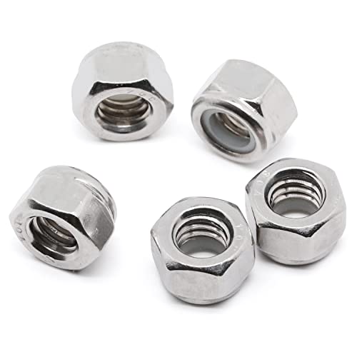 1/2-13 Nylon Insert Hex Lock Nuts Locknuts, 304 Stainless Steel 18-8, Bright Finish, 25 PCS - color: Silver, size: 1/2-13