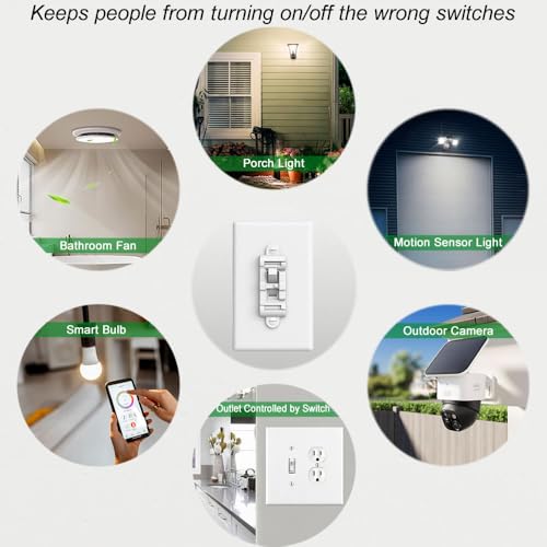 Light Switch Guard 4PK, Child Proof Toggle Cover, Keeps Lights ON/Off - color: White
