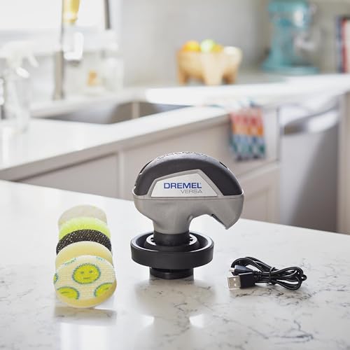 Dremel Versa Power Scrubber Kit with 5 Scrub Daddy Cleaning Sponge Pads - Waterproof Cordless Electric Spin Scrubber, High Speed, Multi-Surface Cleaning for Kitchen, Household, and Bathroom, PC10-07 - style: Versa Kit + 5 Scrub Daddy Pads