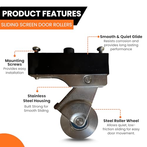 KC Hardware Heavy-Duty Stainless Steel Sliding Screen Door Rollers with 1 in. Steel Ball Diameter & 1-1/4 in Including Screws and Adjusting Sleeve Single
