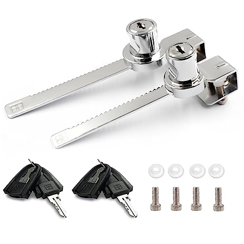 XIEHE 318 Sliding Window Locks, Closet Locks for Sliding Glass Doors with 2 Keys, Display Cabinet Showcase Lock with Chrome Finish, No Drill Burglar Bars for Sliding Doors (2 Pack, Keyed Alike) - size: 2pack, Keyed Alike