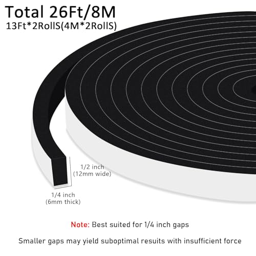 Strong Adhesive Weather Stripping Door Seal Strip, 1/2x1/4in - color: Black, size: 1/2 In x 1/4 In x 26Ft