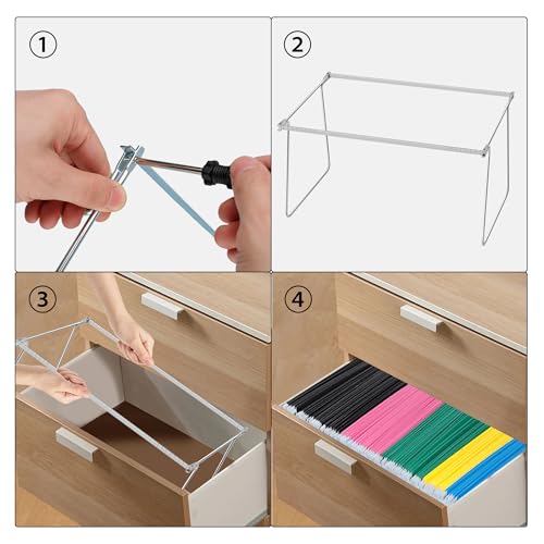 VZCPYTPM 2 Packs Hanging File Folder Frame,Heavy Duty Steel Hanging File Organizer,File Cabinet Rails,Adjustable 11 to 17.4 Inches,Mountable - style: 2Pack