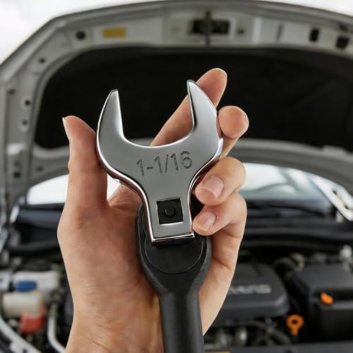 1/2'' Full Polish Drive Jumbo Crowfoot Wrench, Open End Wrench, SAE, 1-1/16'', CR-V Steel, Tools for Mechanics Maintenance or Repairs, Access Fasteners in Tight Spaces Work Hard-To-Reach Areas - size: SAE-1-1/16"
