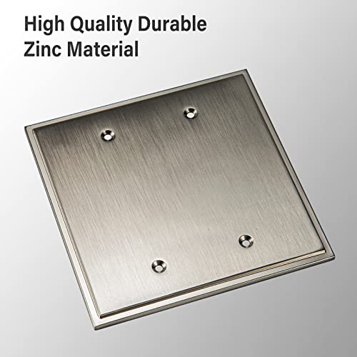 Henne Bery Soft Modern Decorative Wall Plate Switch Plate Outlet Cover (Double Blank, Satin Nickel) - style: Double Blank