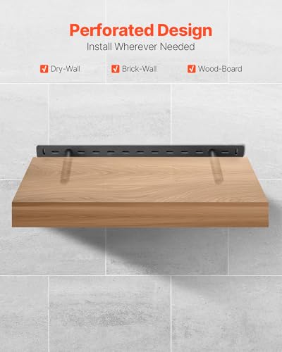 VEVOR Floating Shelf Brackets 2 Pcs, 150 lbs/68 kg Weight Capacity, 22x6.2x1.5 inch / 558.4x157.4x38.1 mm, Heavy Duty Hidden Shelf Brackets Support, Wall Mounting Invisible Floating Shelves Bracket