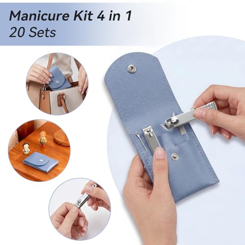 20PC Nail Care Kit,Professional Manicure Set，Nail Clippers Bulk - color: Blue