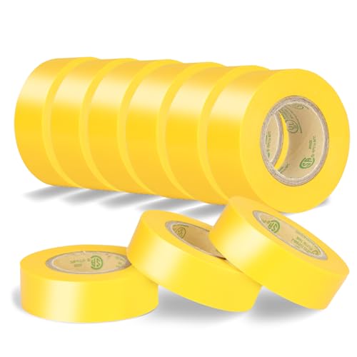 Yellow Electrical Tape, UL Approved, 0.7in x 33ft, 9 Pack - color: Yellow