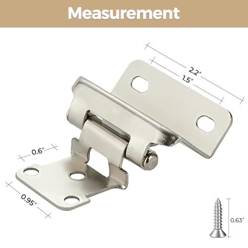 4 Pack 2 Pair Brushed Nickel Cabinet Hinges, 1/2" Semi Wrap Kitchen Hinge - color: Satin Nickel, size: 1/2" Semi Wrap