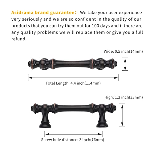 Asidrama 10 Pack 3 Inch(76mm) Oil-Rubbed Bronze Kitchen Cabinet Handles, Cabinet Pulls Kitchen Cabinet Hardware for Cupboard Drawer Handles Dresser Pulls - color: Oil Rubbed Bronze, size: 3" Hole Center, style: 10 Pack