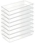 Manalete 8 Pcs Large Clear Plastic Drawer Organizer,12"x6" Vanity Organizer - size: 8 Pack 12"×6"