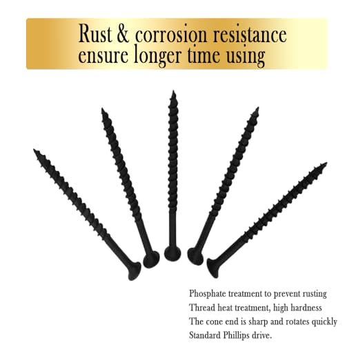 Coarse Thread Drywall Screw, #8 x 2-3/8", Black Phosphate Coated, Bugle Head Phillips Drive, Fast Self Tapping, Sharp Point, Ideal Screw for Drywall Sheetrock, Wood, and More, 40 Pieces - size: #8 x 2-3/8-Inch
