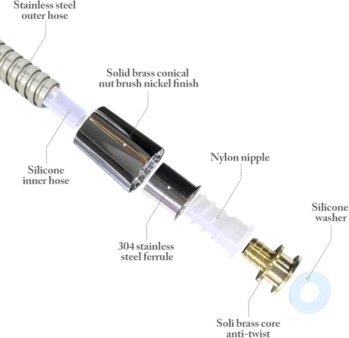 69 Inch Shower Hose Replacement, Stainless Steel, Brushed Nickel - color: 69''-Brushed Nickel