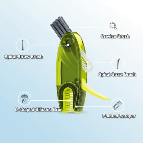 3 Pcs 4 in 1 Cup Lid Gap Cleaning Brush Set - Multifunctional Bottle Cleaning Brush Portable Silicone Cup Lid Cleaner | Tools for Home Kitchen and Travel