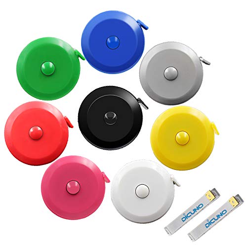 DiCUNO 8-Pack Soft Retractable Measuring Tape, 60-Inch 1.5 Meter, 8 Colors - color: 8 Colors