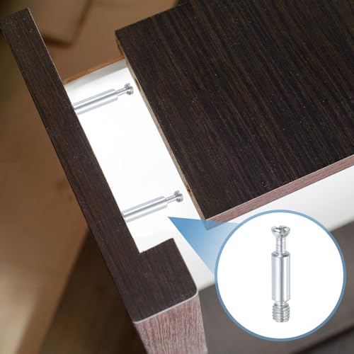 uxcell 45Pcs 32mm Furniture Connecting Fittings, Thread Bolts Dowels Screws, Metal Dowel Fitting Fasteners for Cabinet Drawer and Wardrobe Furniture, Silver - size: 32mm