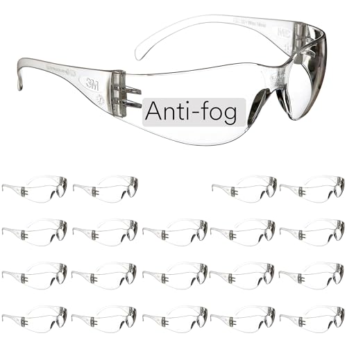 3M Safety Glasses, Virtua, Clear Lens, Clear Frame, ANSI Z87 - size: Pack of 20, style: Anti-fog, Anti-scratch