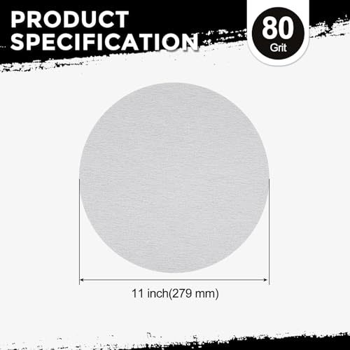 50Pcs Sanding Discs 11In 80Grit Hook and Loop Sandpapers White - color: White, size: 11 Inch(80 Grit)