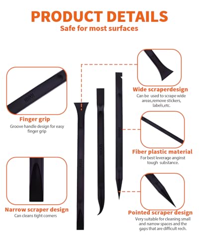18 PCS Carbon Fiber Plastic Scrapers Tool, Non-Scratch Scraper Tool for Tight Spaces, Multi-Purpose Label Scraper Pen-Shaped, for Car Cleaning Supplies, Kitchen, Crevices, Stains (Black) - color: 18 Pcs Black
