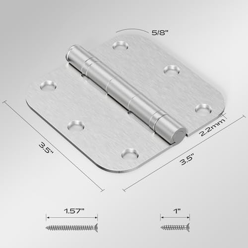 3 Pack Rounded Brushed Nickel Door Hinges 3.5" No-Squeak Ball Bearing - color: Satin Nickel Ball Bearing, size: 3 Pack