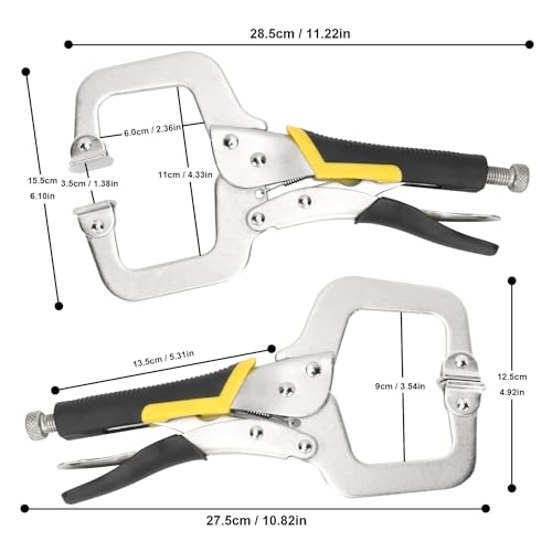 4 Pack 11 Inch C Clamp Locking Pliers,11" Locking C Clamp - color: Yellow Black Handle, size: 11 Inch