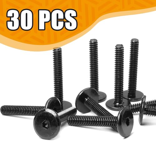 Biaungdo Flat Head Allen Bolts, 1/4-20 x 1-1/2 Inch, Black, 30 Pcs | Socket Cap Screws Joint Connecting Bolts Countersunk Screws Bolts for Furniture, Fully Threaded - size: 1/4-20 x 1-1/2 Inch