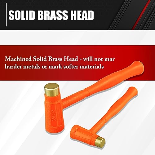 C&T 2-Pieces Dead Blow Hammer Set with Brass Cap, Orange,Shockproof Design - style: 2PC
