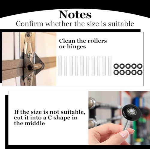 10 Sets Garage Door Hinge Quiet Roller Sleeves, Roller Door Rollers Shaft Nuts Sleeves Garage Doors Quiet Hinge Sleeve Shaft Gaskets 11mm Id 80mm Length Rollers Shafts Nuts Bearing Gaskets for Cars RV