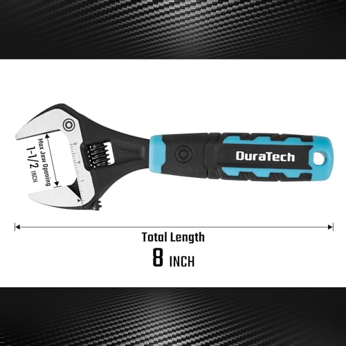 DURATECH 8-Inch Wide Jaw Adjustable Wrench - color: Black & Blue, size: 8-Inch