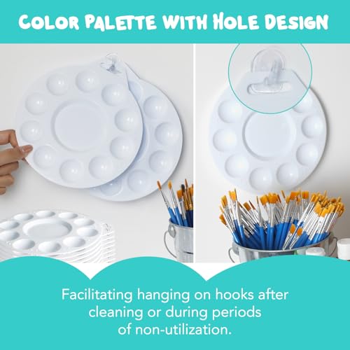 56Pcs Paint Tray Palettes, Plastic Paint Pallets with Hanging Hole for Kids or Students to Paints on School Project, Art Class or Have a Birthday Painting Part - size: 56Pcs