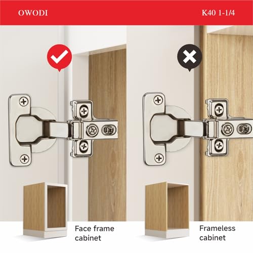 6 Pack 1-1/4 Inch Soft Close Cabinet Hinges – 40mm Cup Diameter, 95° Opening, 3-Way Self-Closing, Concealed Hinges for Face Frame Doors, Special Design, Includes Screws