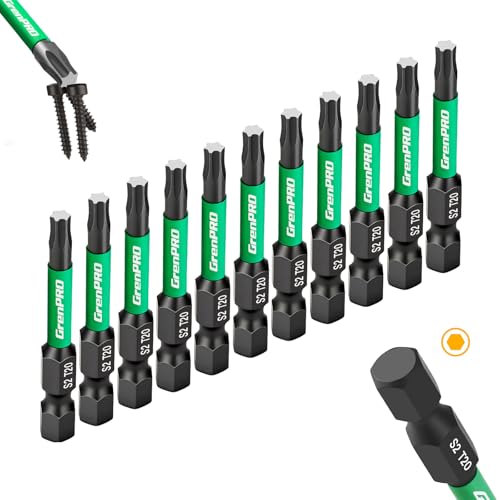 GRENPRO 11Pcs Impact Torx Bits T20, 2" S2 Steel Magnetic Screwdriver Bits - size: T20(2"*11pcs)