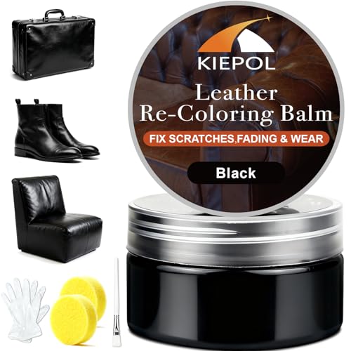 Black Leather Repair Kit, Recoloring Balm, Leather Dye | Restore Scratches, Faded & Aged Leather & Vinyl Couches, Boots, Car Seats & Furniture - color: Black