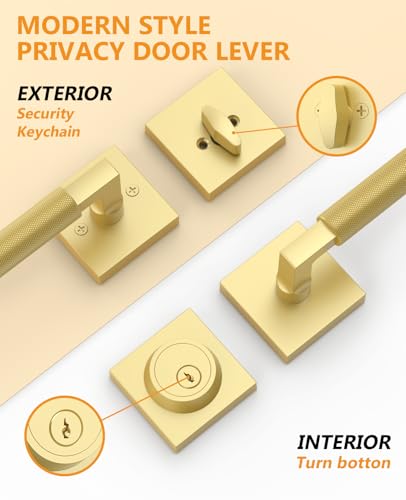 Asidrama 1 Pack Brushed Gold Passage with Deadbolts - color: Brushed Gold, size: 1 Pack, style: Passage with Deadbolt