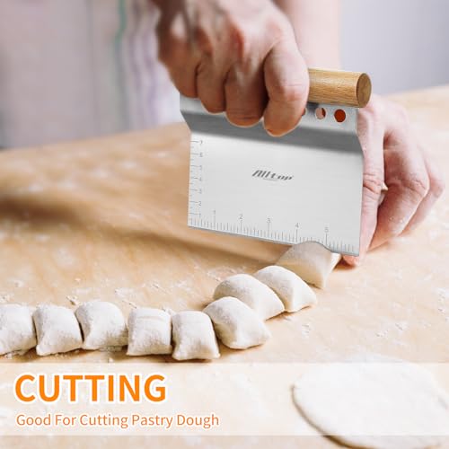 ALLTOP Dough Bench Scraper/Cutter/Chopper, 1 Pack - color: Wooden