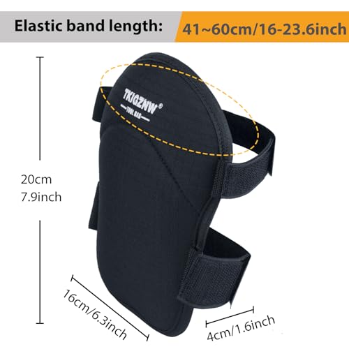 Heavy Duty Knee Pads, Professional Work Gear for Man, Black Fabric, Adjustable Straps