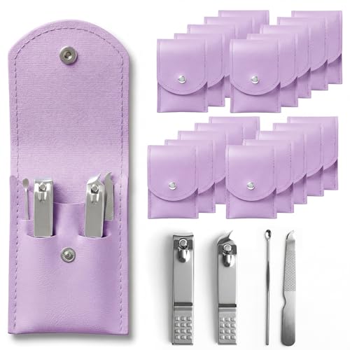 20PC Nail Care Kit,Professional Manicure Set，Nail Clippers Bulk - color: Purple