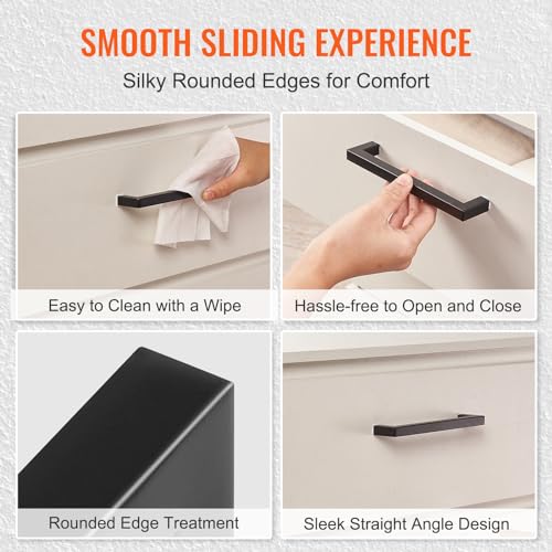 VEVOR 30 Pack Black Cabinet Pulls, 3in / 76mm Center to Center Kitchen Drawer Handles, Rust and Scratch-Resistant Hardware, Stainless Steel Door Handles for Kitchen Bathroom Bar Hardware Matte - size: 3 inch Hole Centers(76mm)