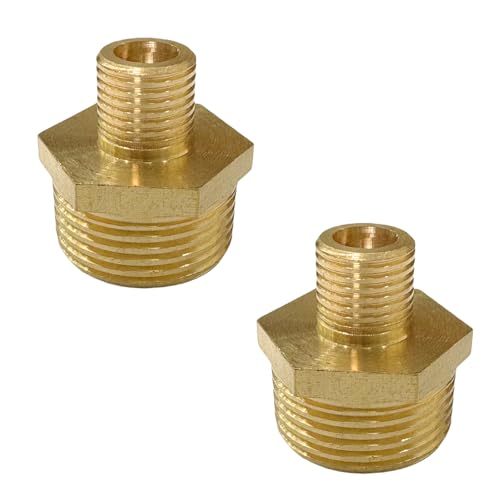 3/4" x 1/4" Male Threaded Hex Nipple Reducer Brass NPT Pipe Fitting Adapter Straight Connectors Pack of 2 - size: 3/4" x 1/4" -2 Pack