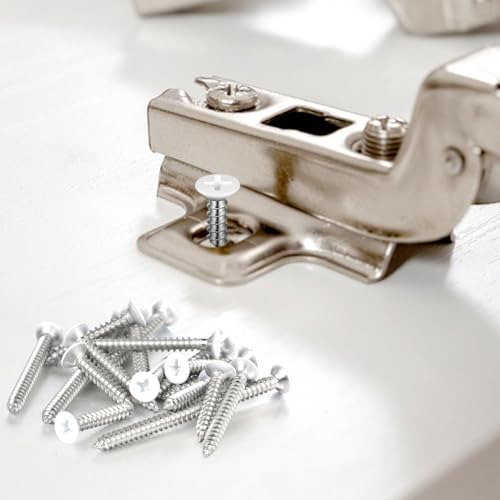 150PCS White Head Screws #6 White Screws for 2.8mm-3.0mm Holes,2”,1-1/2”,1-1/4”,1”,3/4”,1/2” Size Wood Screws Assortment Kit for Shutters,Book Shelf,Wall Plate,Shiplap,Blank Plates