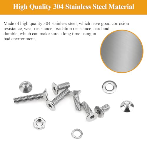 385 Pieces M4 Screws Nuts Washers Set, Sutemribor M4 x 5/6/8/10/12/16/20mm Countersunk Head Socket Cap Screws Nuts Washers Assortment Kit, 304 Stainless Steel, Fully Threaded - size: M4, style: Countersunk Head Socket Cap